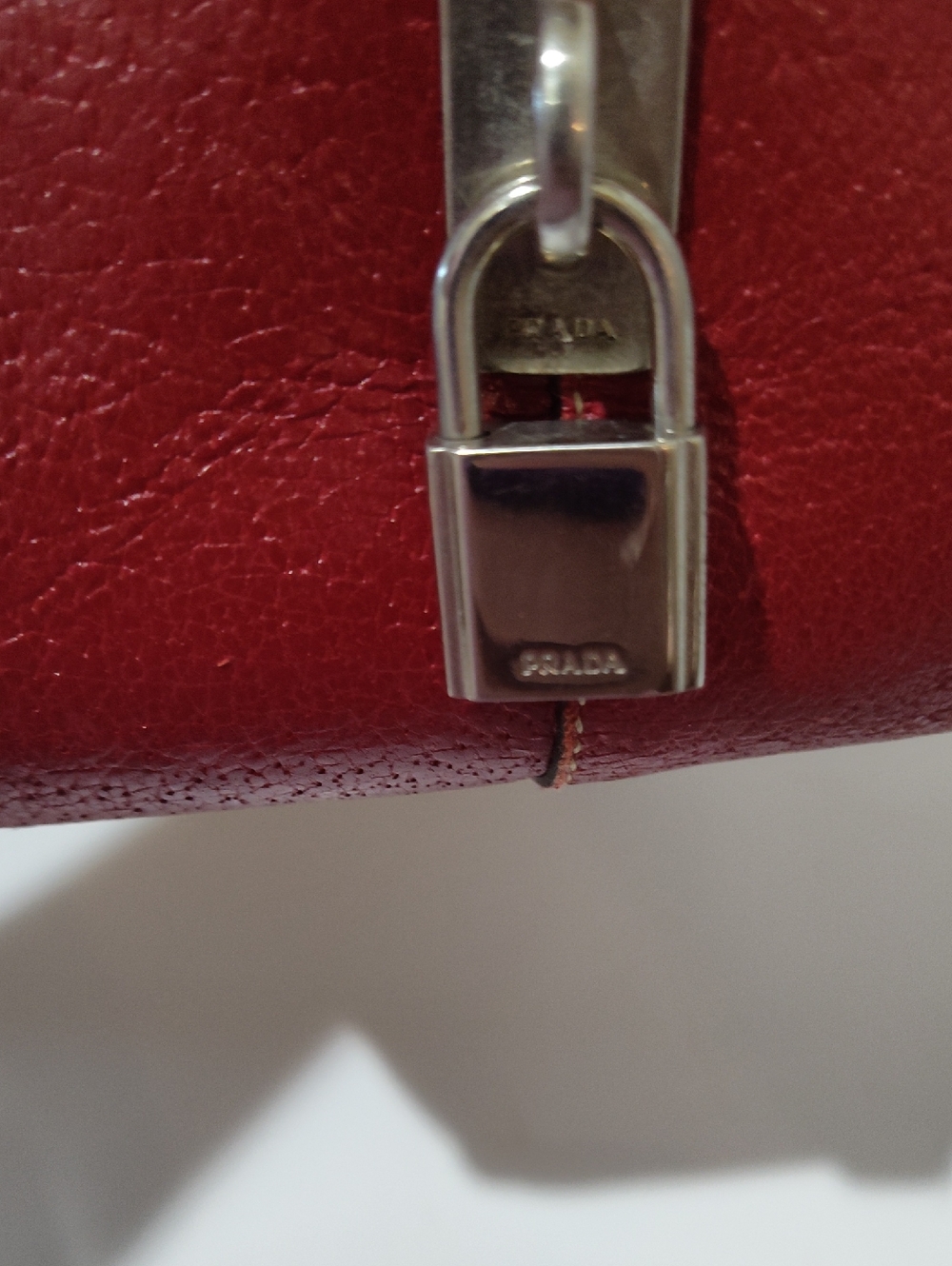 Prada Beige Canvas Tote with Red Leather Trim and Wallet - Picture 12 of 14